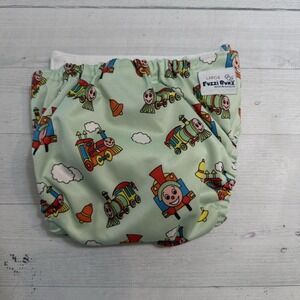 Fuzzibunz toy train print cloth diaper‎ cover and liner size large